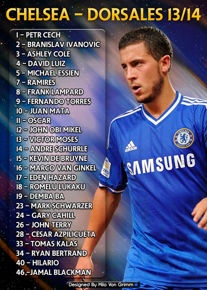 Dorsales del Chelsea FC para la temporada 2013/2014 10 Dorsales del Chelsea FC para la temporada 2013/2014
