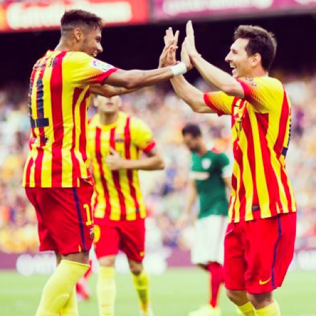 2 goles de Neymar a pase de Messi ante el Athletic Club de Bilbao (2-0)