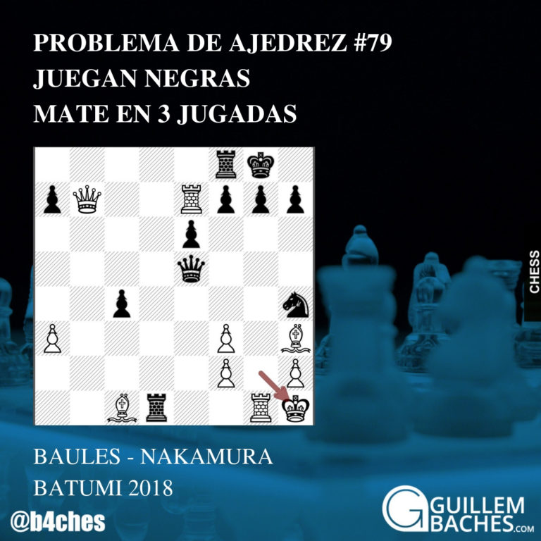 PROBLEMA DE AJEDREZ #79. JUEGAN NEGRAS Y DAN MATE EN 3 JUGADAS. BAULES - NAKAMURA. BATUMI 2018 3 PROBLEMA DE AJEDREZ #79. JUEGAN NEGRAS Y DAN MATE EN 3 JUGADAS. BAULES – NAKAMURA. BATUMI 2018