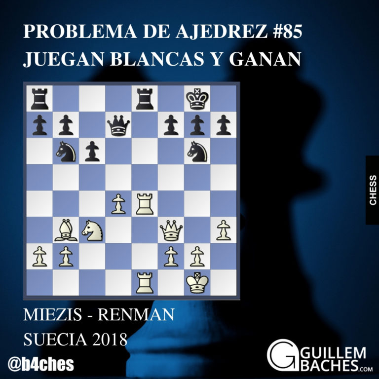 PROBLEMA DE AJEDREZ #85. JUEGAN BLANCAS Y GANAN. MIEZIS - RENMAN 2 PROBLEMA DE AJEDREZ #85. JUEGAN BLANCAS Y GANAN. MIEZIS – RENMAN