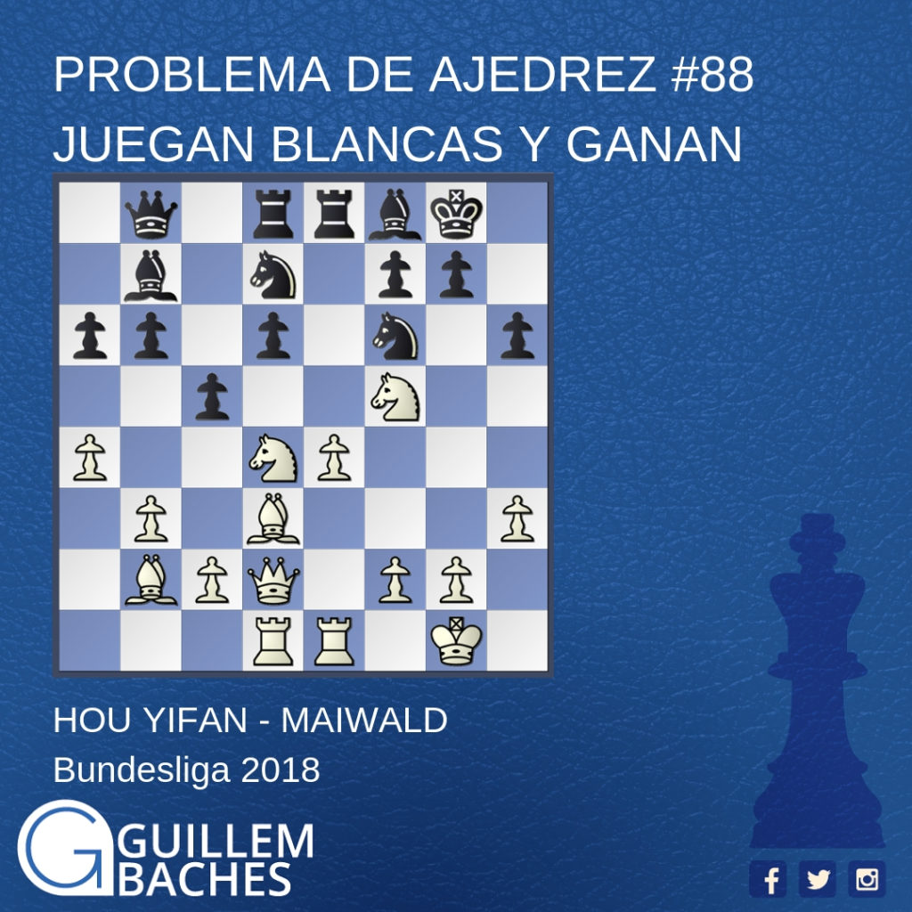 PROBLEMA DE AJEDREZ #88 JUEGAN BLANCAS Y GANAN. HOU YIFAN - MAIWALD