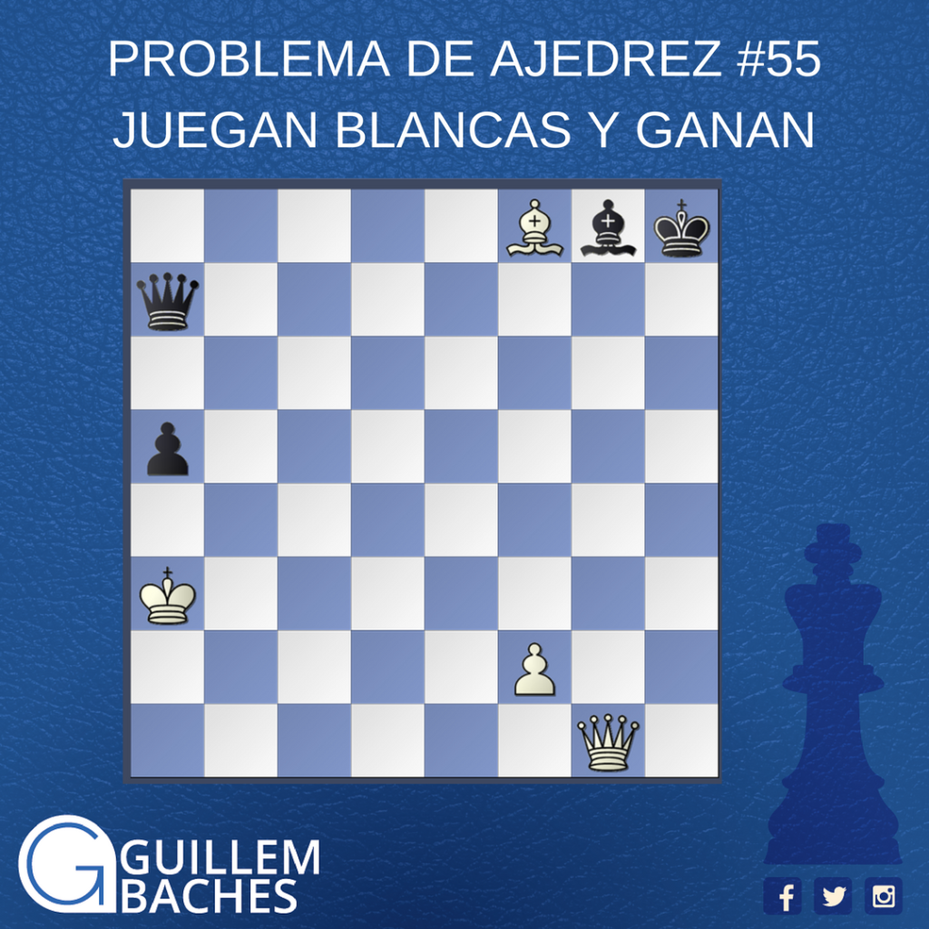 PROBLEMA DE AJEDREZ #55 JUEGAN BLANCAS Y GANAN 1