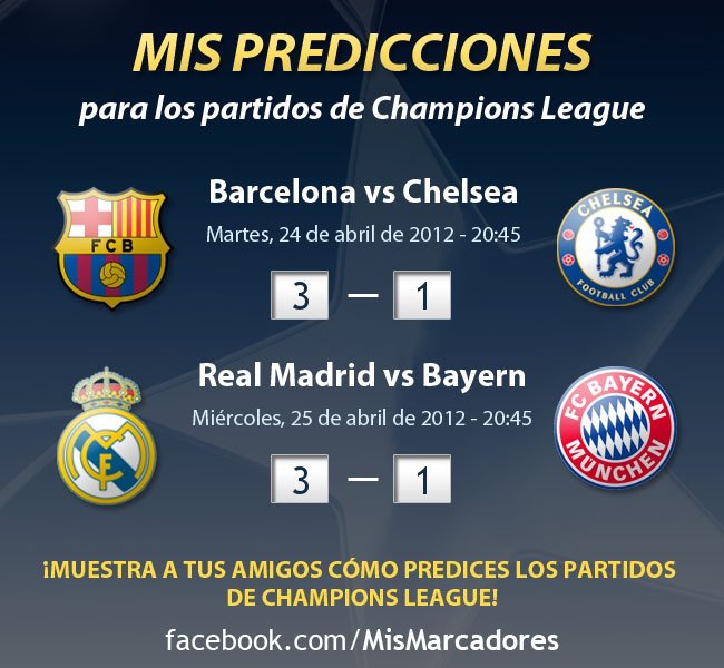 Semifinal Champions League. Barça - Chelsea y Madrid - Bayern 2 Semifinal Champions League. Barça – Chelsea y Madrid – Bayern