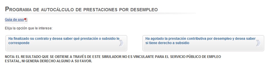 Programa de autocálculo de prestaciones por desempleo 3 Programa de autocálculo de prestaciones por desempleo