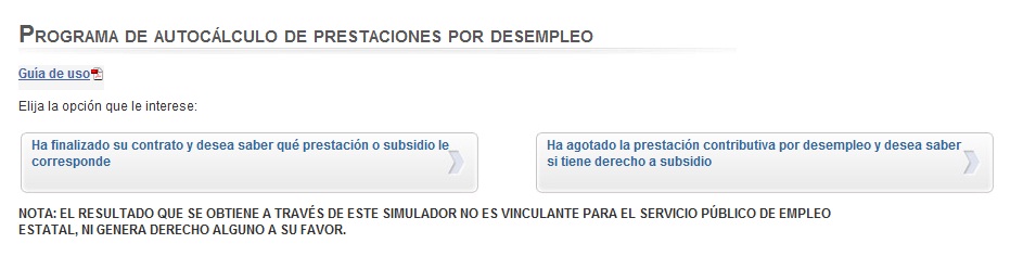 Programa de autocálculo de prestaciones por desempleo