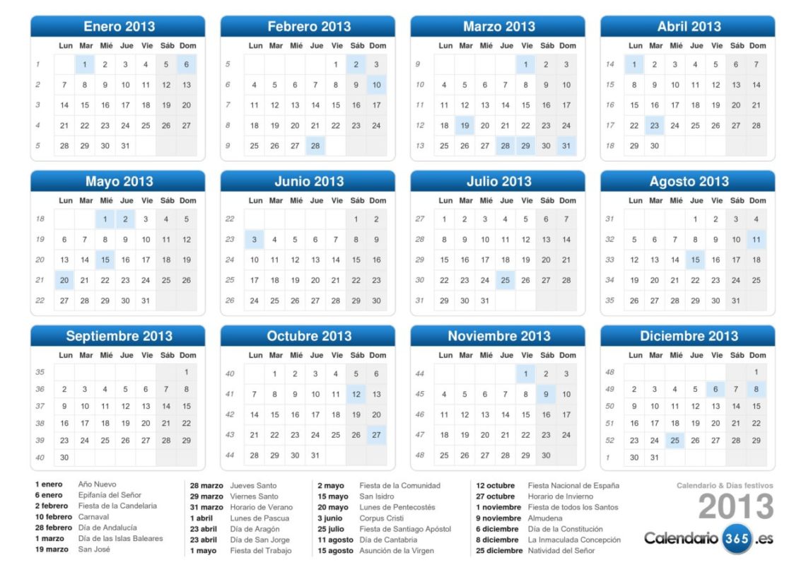 Calendario 2013