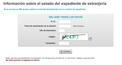 Consulta Expediente Extranjeria por NIE