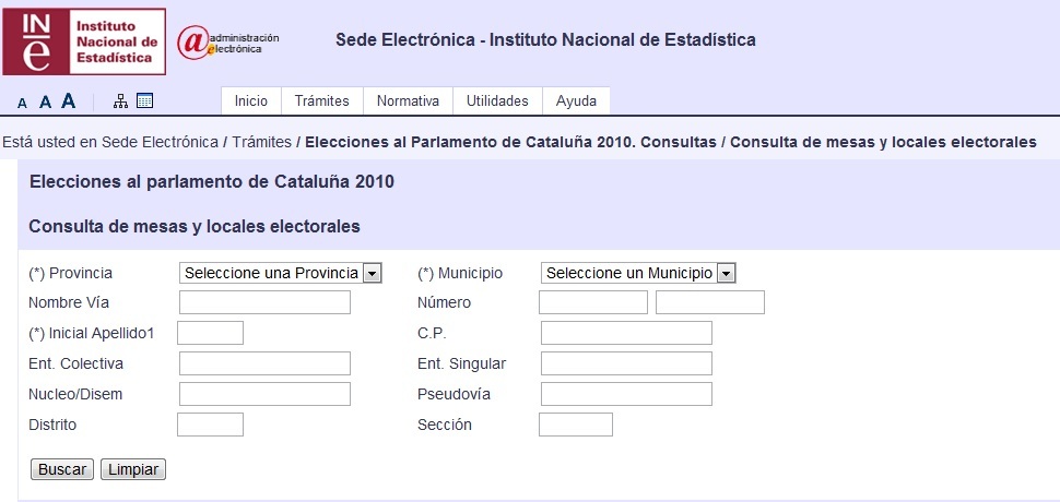 Consulta de Mesa Electoral. Elecciones Catalanas 2015