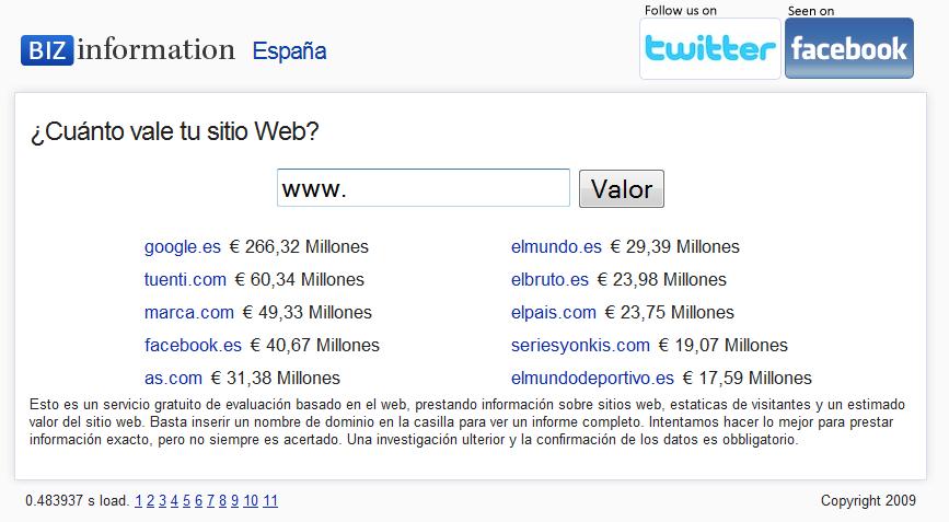 BIZINFORMATION: ¿Cuanto dinero vale mi sitio web?