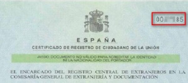 Certificado De Registro De Ciudadano De La Unión Ixesp