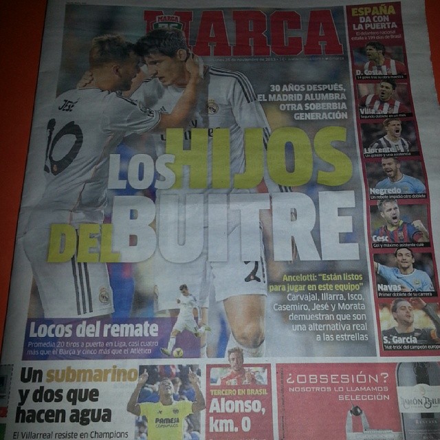 Portada de hoy en MARCA 25.11.2013