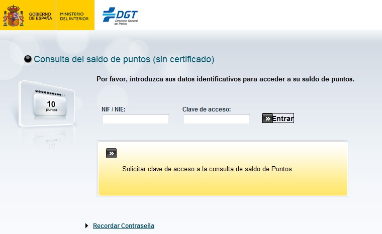 Consultar saldo de puntos DGT saldo de puntos carnet de conducir
