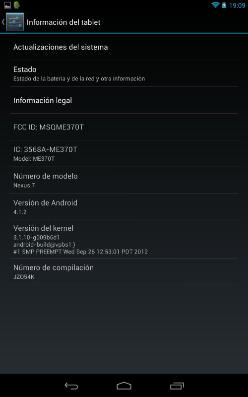 Cómo actualizar Nexus 7 a Android 4.1.2