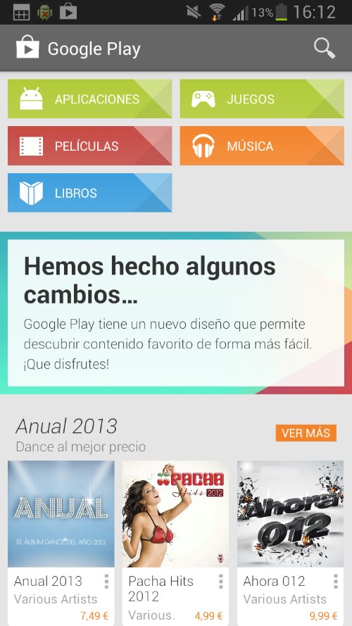 Nuevo diseño de Google Play