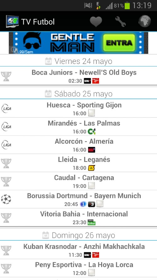TVFutbol para Android: horarios y canales de todos los partidos 2 TVFutbol para Android: horarios y canales de todos los partidos