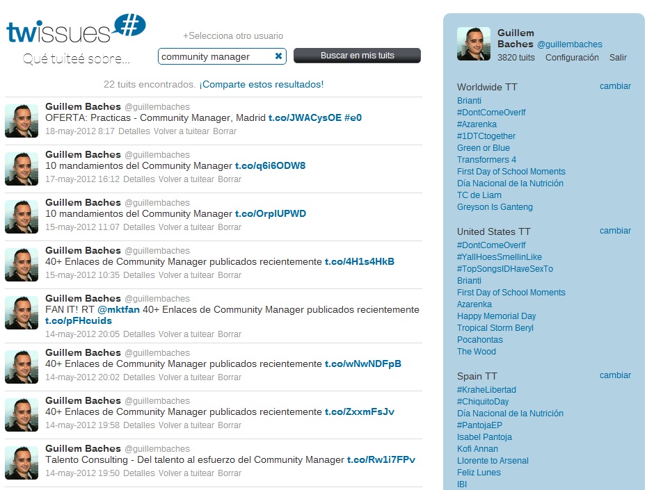www.twissues.com, consulta tu histórico de tuits en Twitter